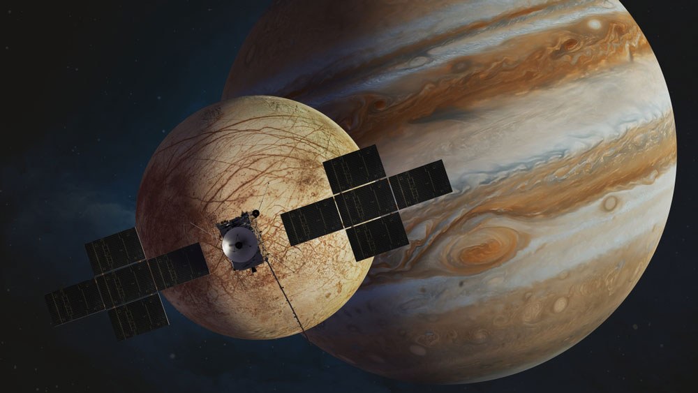 JUICE Spacecraft orbiting Jupiter moons