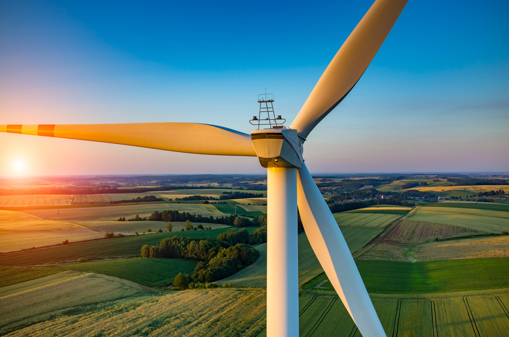 large wind turbine in field