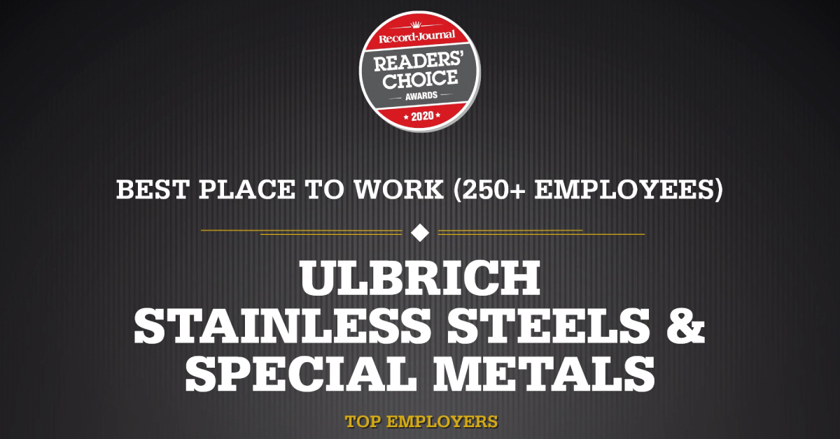 Ulbrich Wins 2020 Readers' Choice Best Place to Work (250+ Employees)