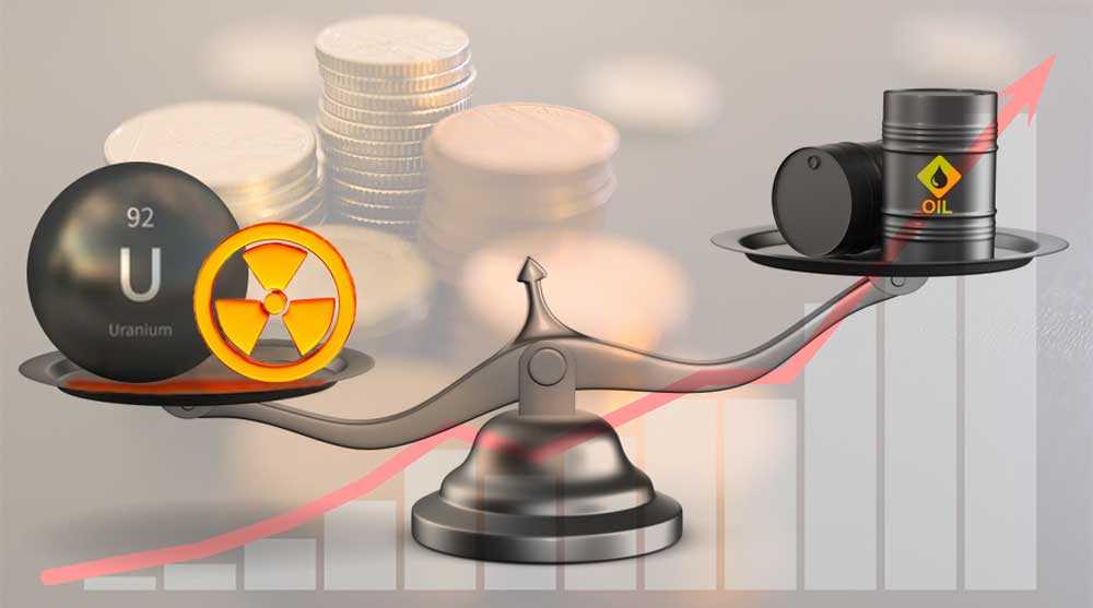 Uranium and oil on a scale