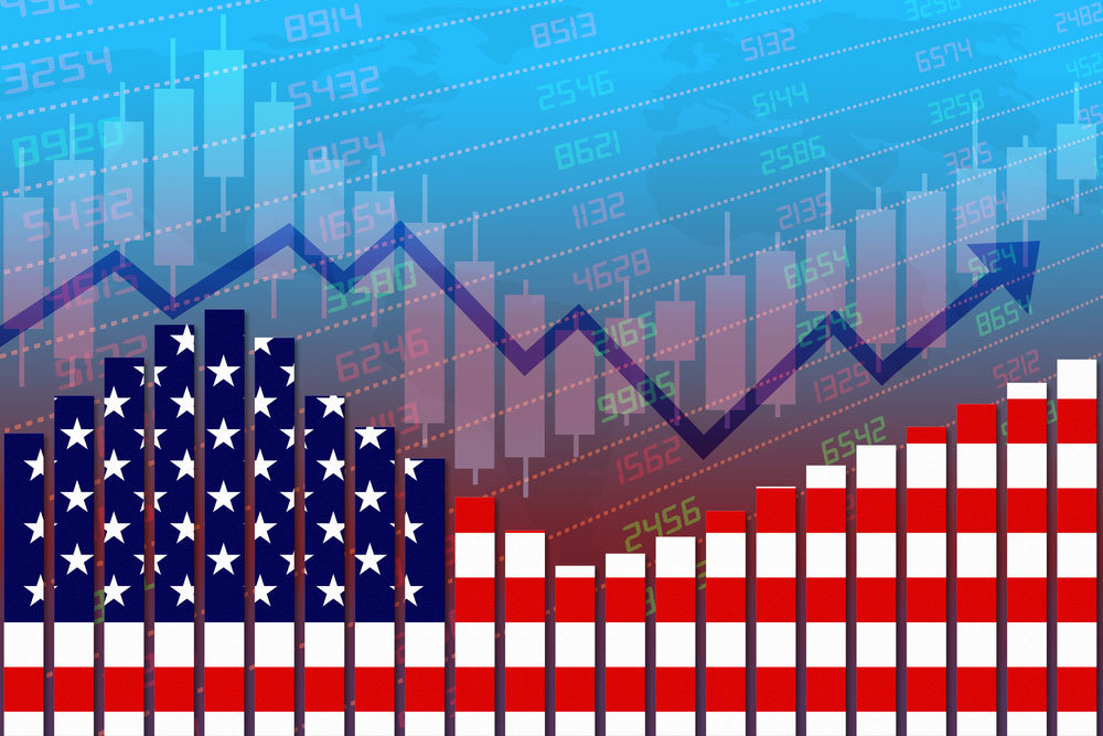 US bar chart concept of economic recovery